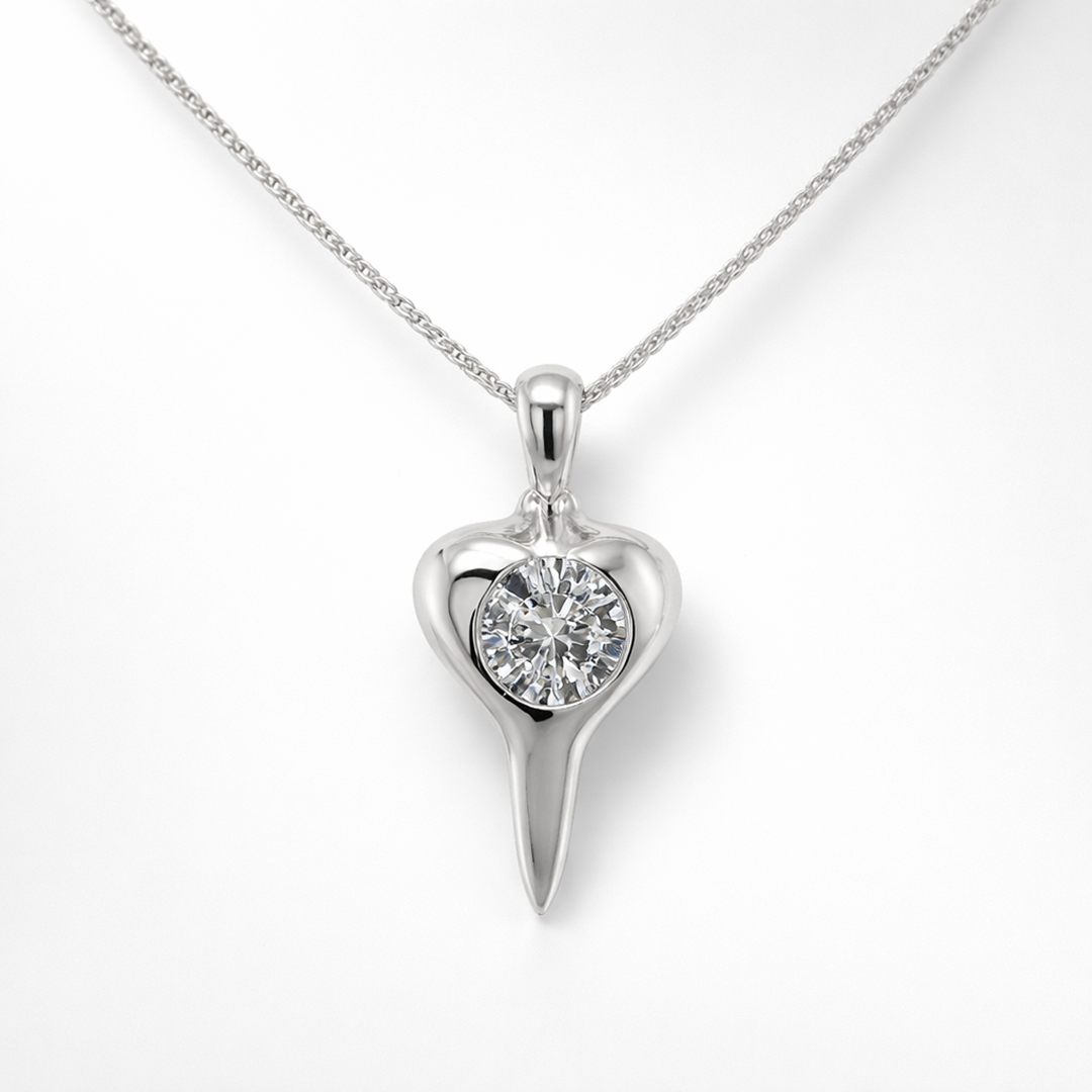 Silver Heart Pendant on a white background