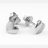 Pair of silver heart-shaped earrings on a white background