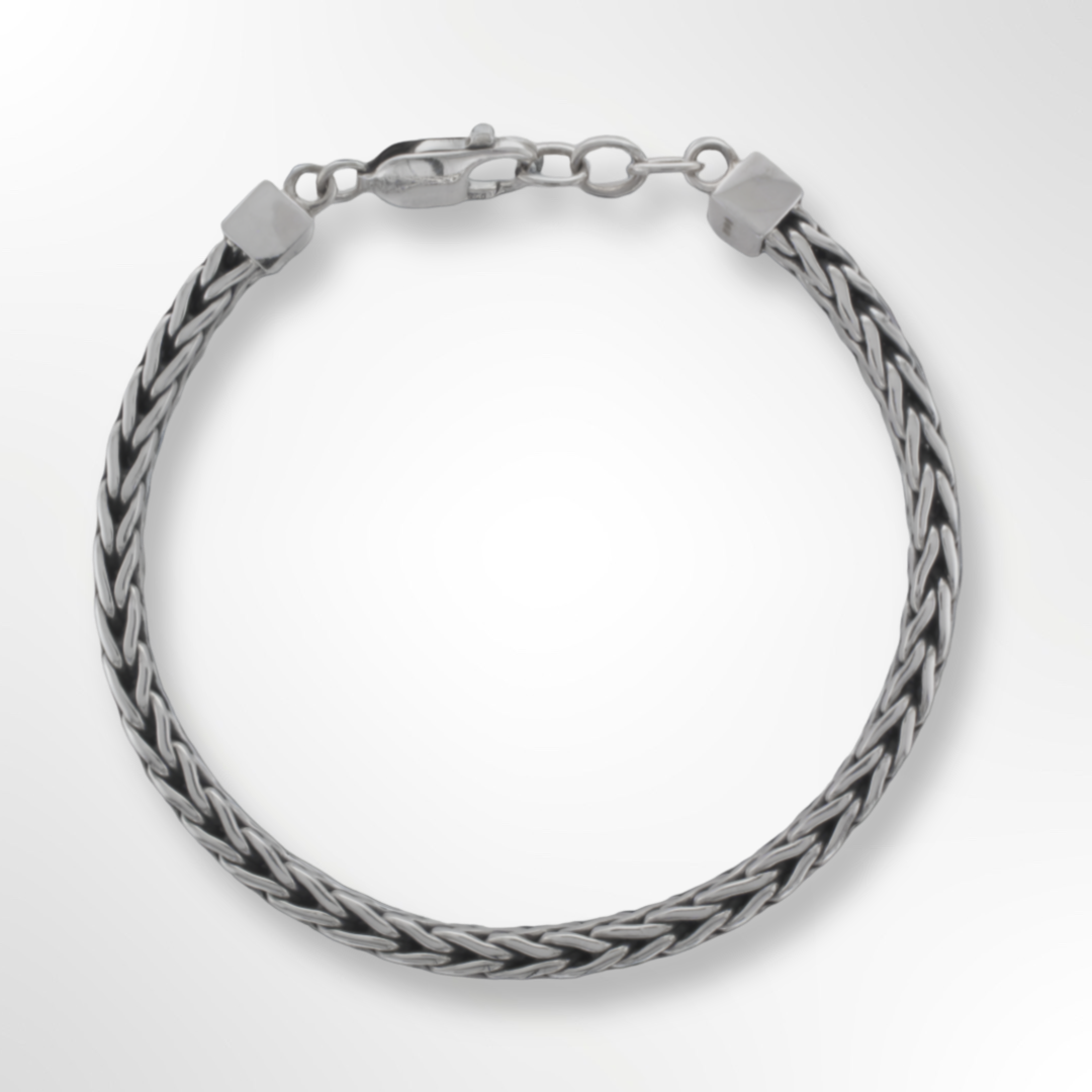 Silver Woven Mens Bracelet