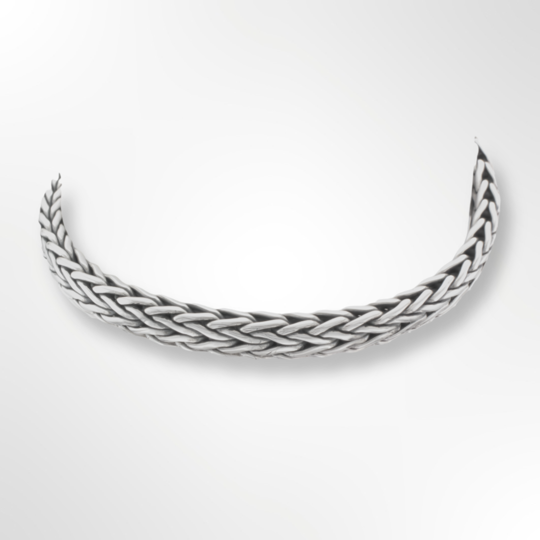 Silver Woven Mens Bracelet