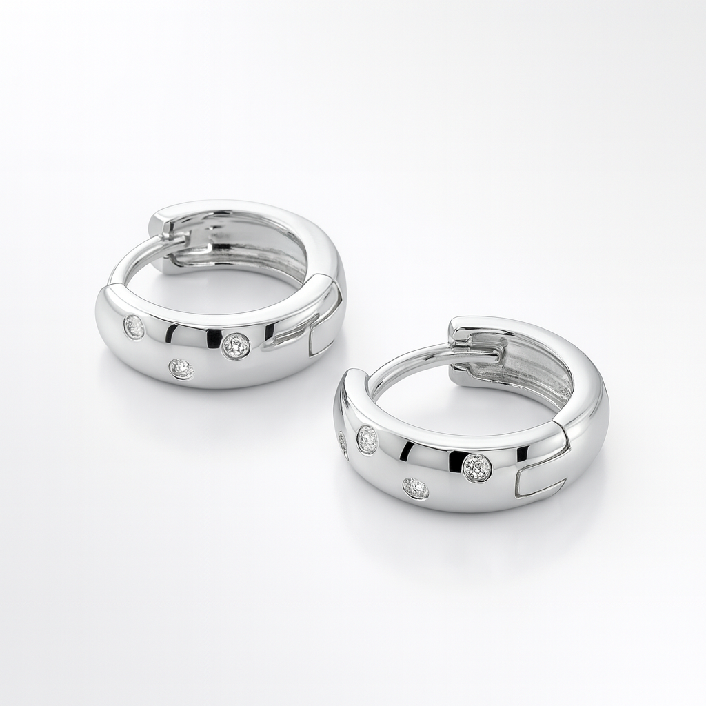 Silver Hoop Earrings on a white background