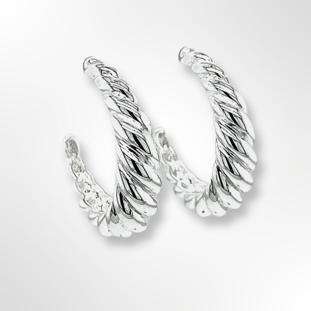 Sterling Silver Twist Pattern Hoop Earrings
