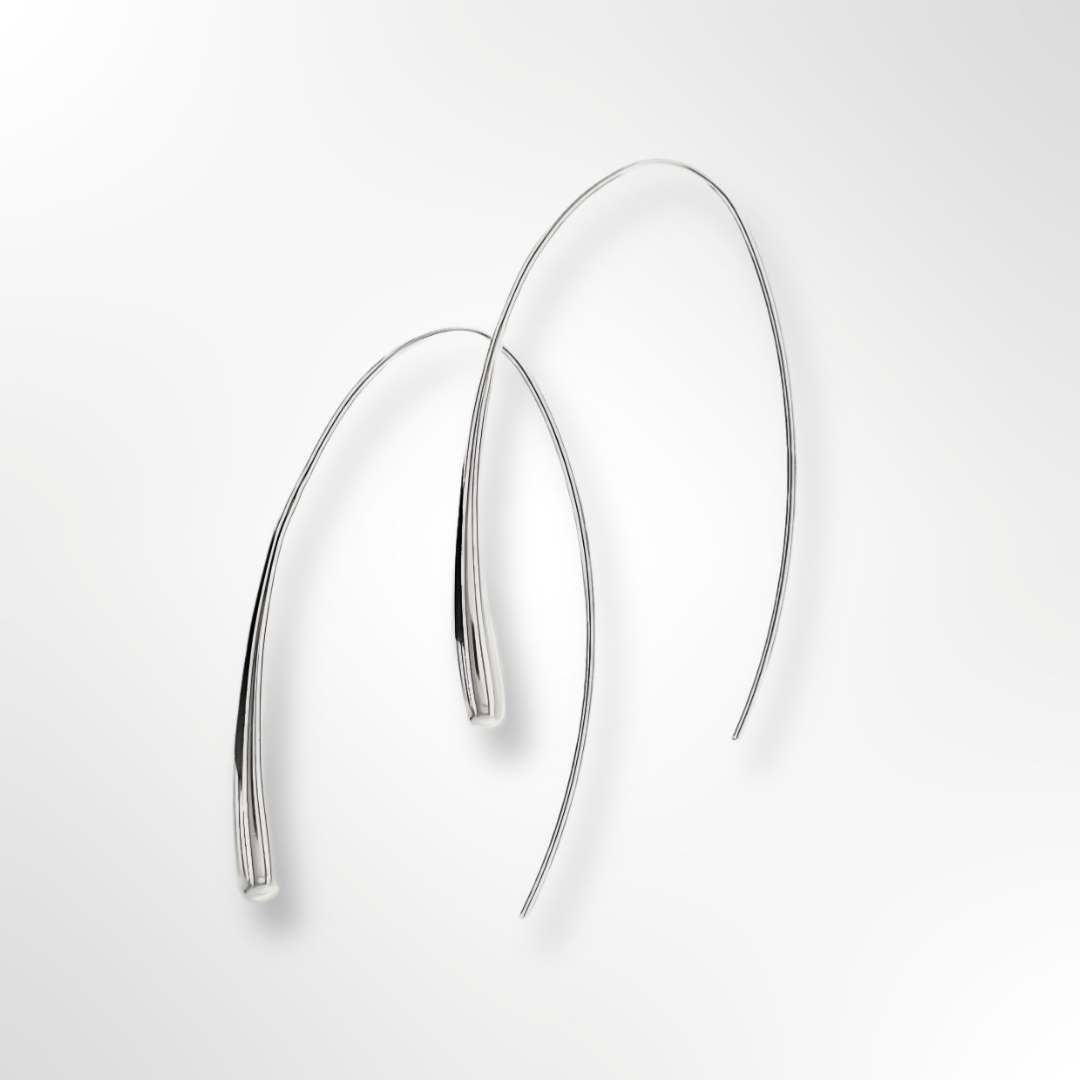 Sterling Silver Polished Tapered Long Wire Drop Earrings