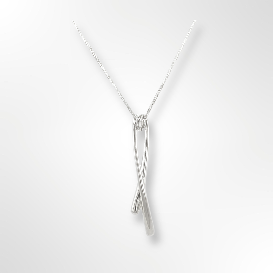 Sterling Silver Polished Tapered Loop Pendant Necklace