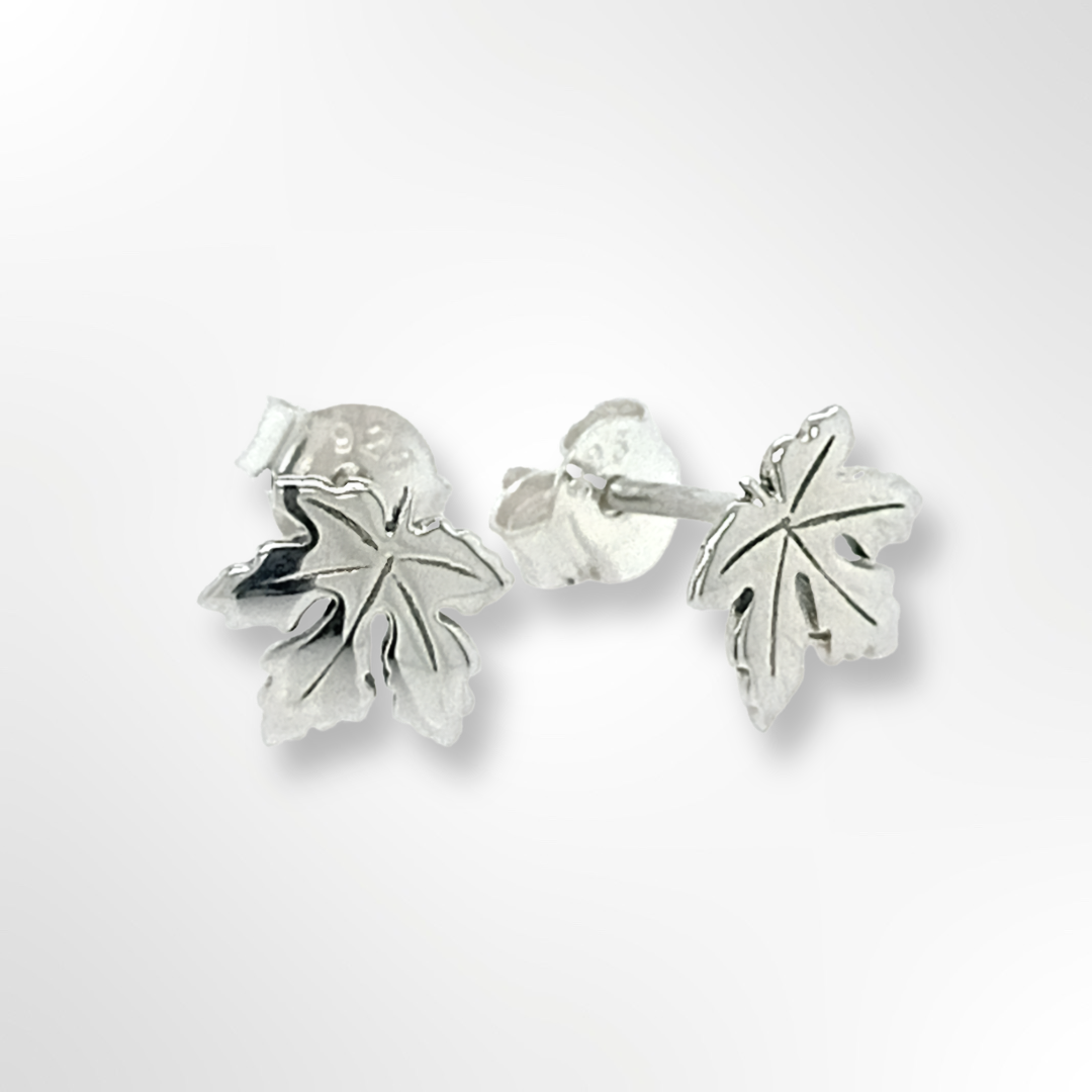 Sterling Silver Vine Leaf Stud Earrings