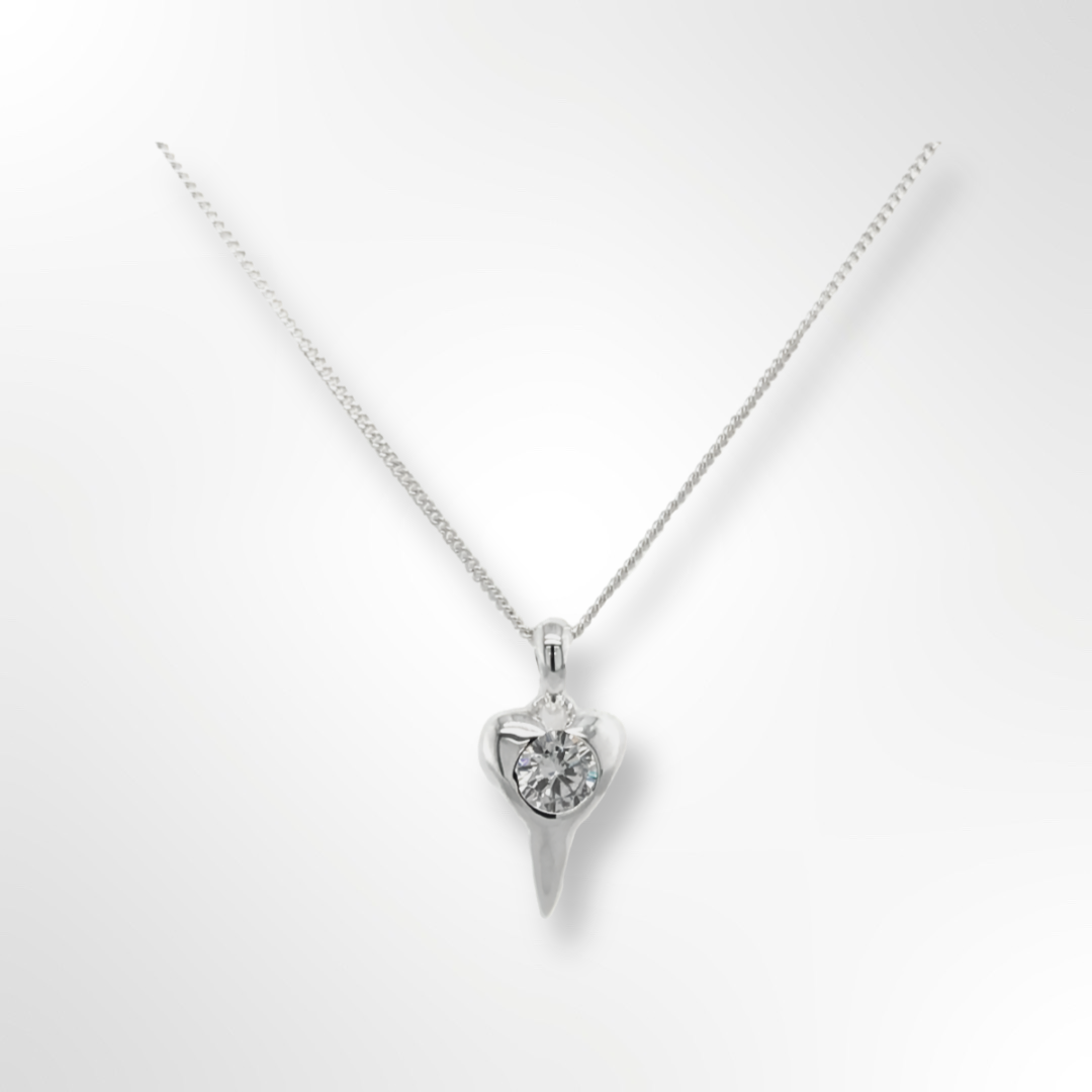 Sterling Silver CZ Set Heart Pendant Necklace