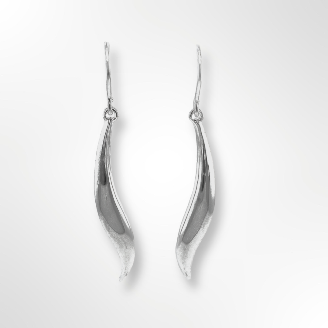 Sterling Silver Long Curve Drop Earrings