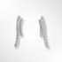 Pair of silver long stud earrings with clear cubic zirconia on a white background