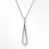 Silver teardrop pendant necklace on a white background