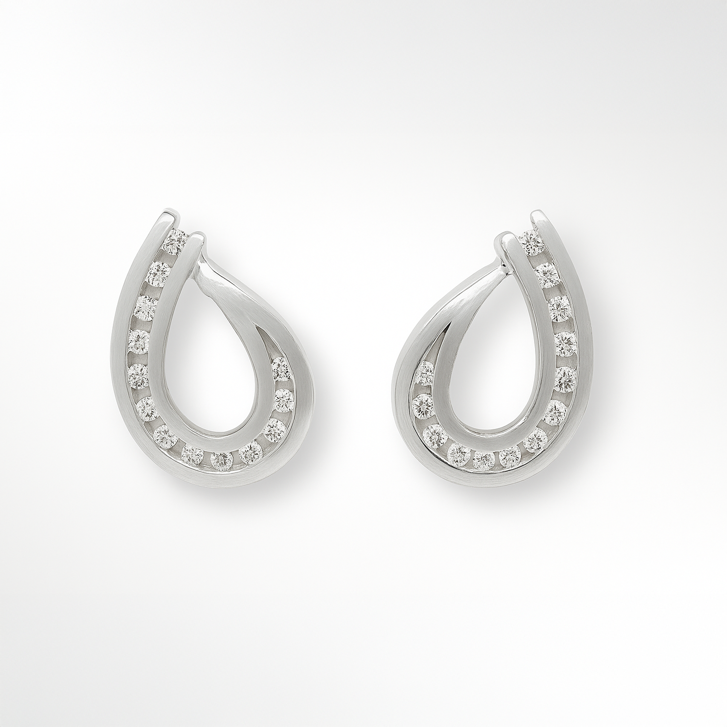 Silver Loop Curved Stud Earrings on a white background