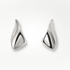 Pair of silver earrings on a white background