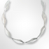 Sterling Silver Matt Concave Leaf Shaped Link Necklace