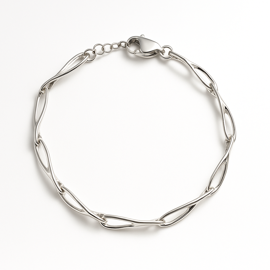 Silver bracelet on a white background
