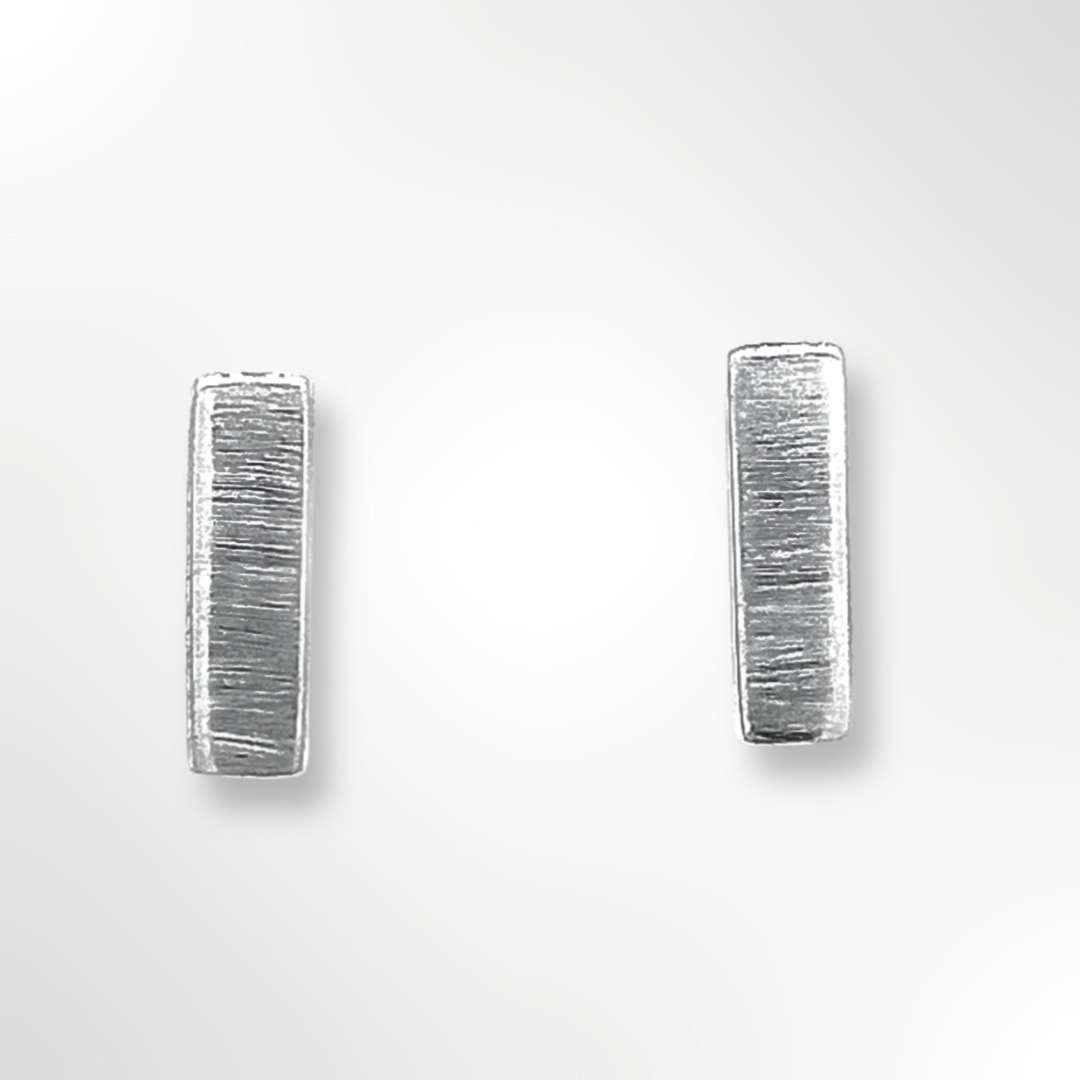 Sterling Silver Satin Rectangular Stud earrings