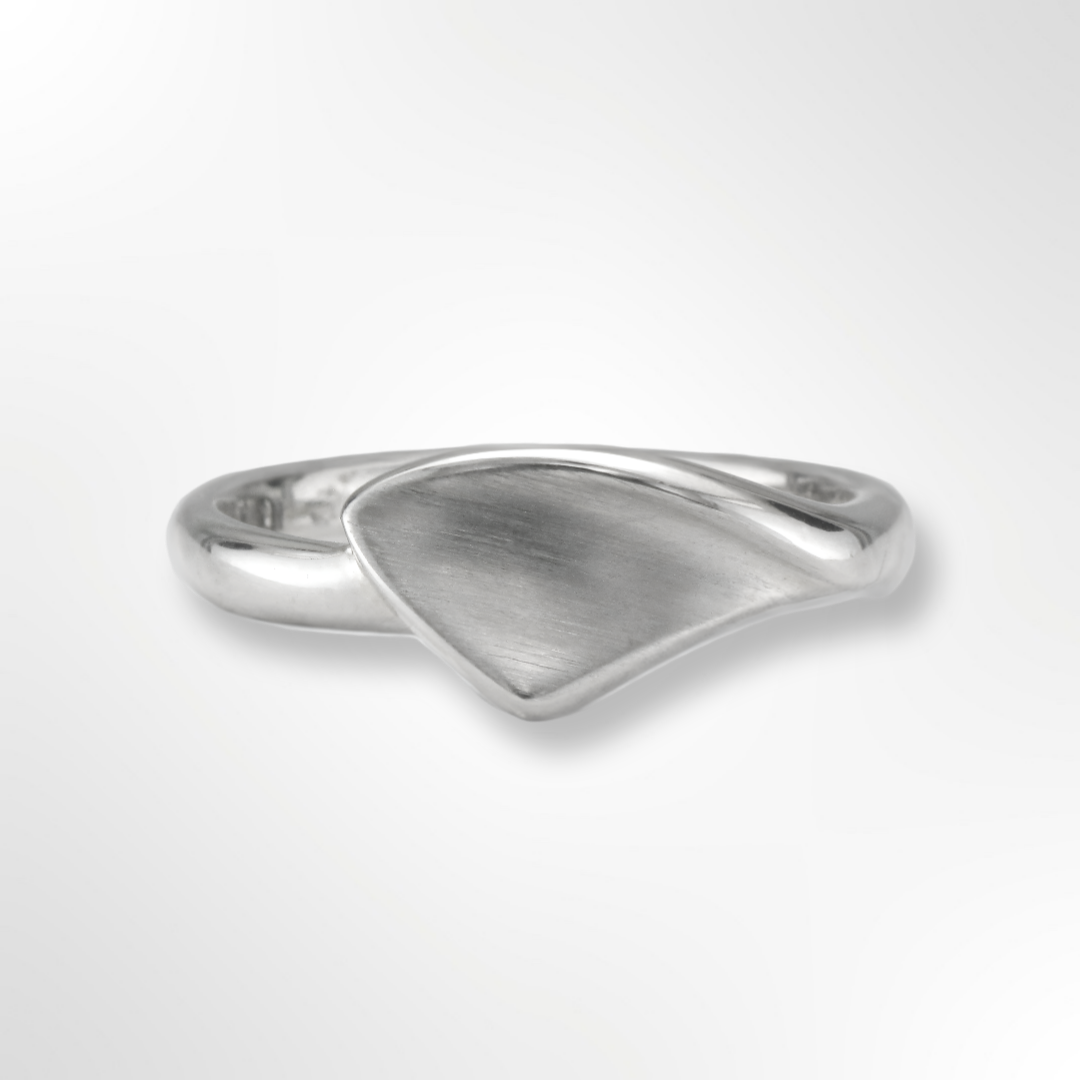 Sterling Silver Satin Curved Triangle Ring