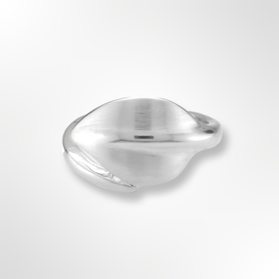 Sterling Silver Satin Curled Leaf Ring