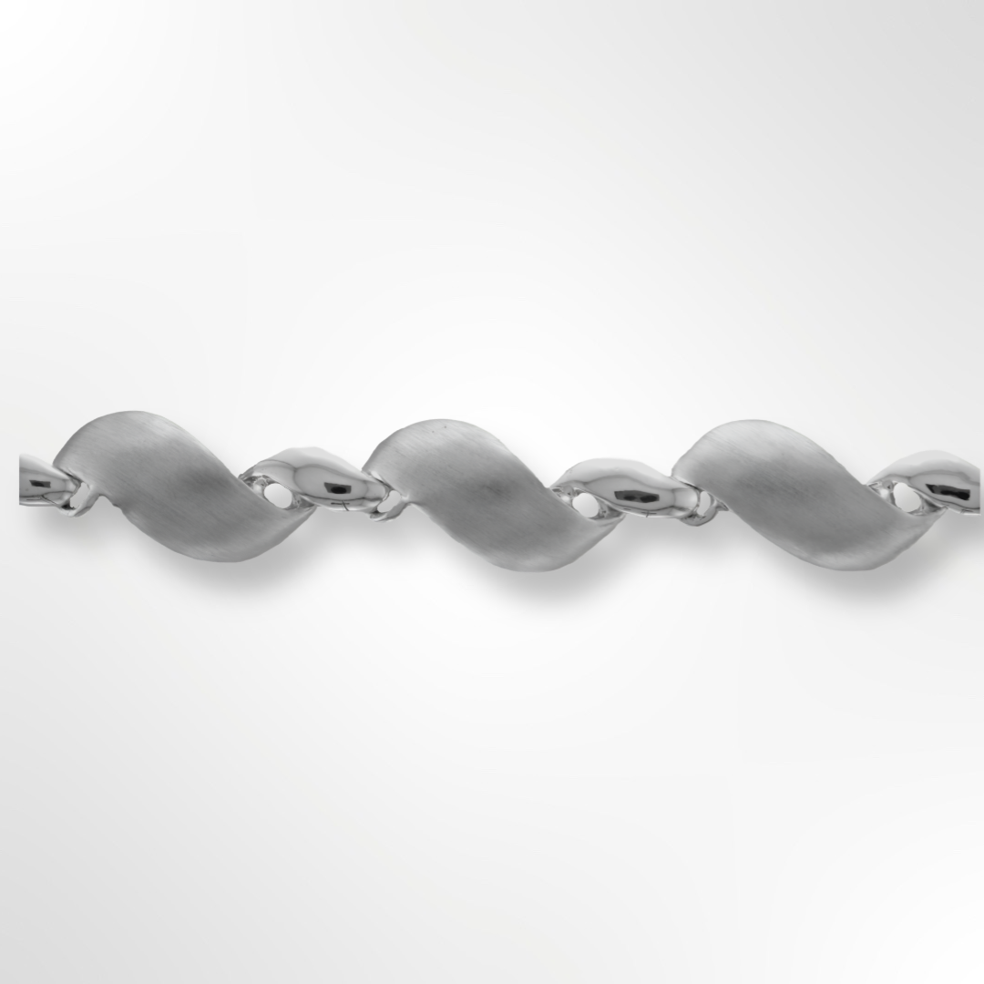 Silver Matt and Polished Wave Link Bracelet