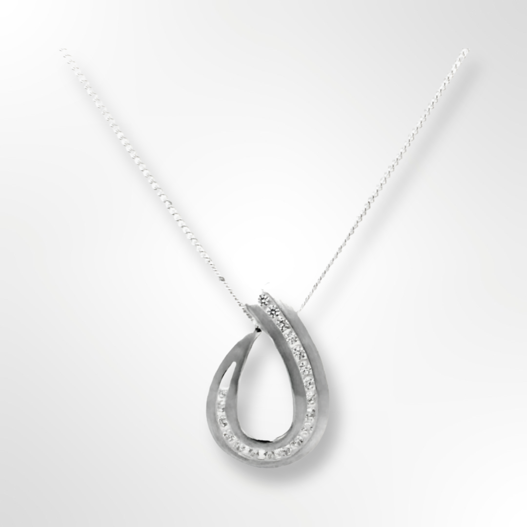 Sterling Silver CZ Loop Pendant Necklace
