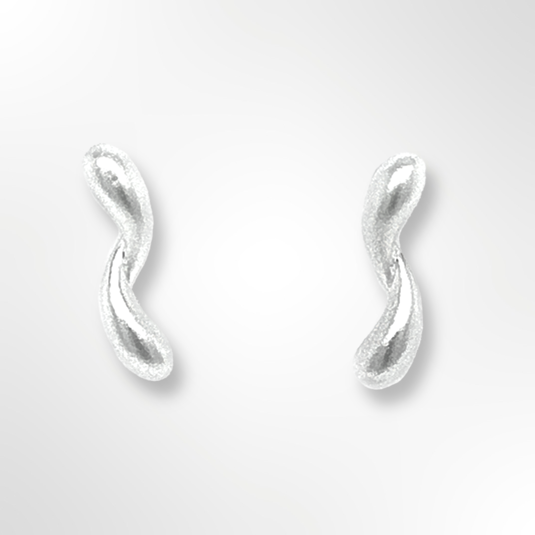Sterling Silver Satin Twisted Curve Stud Earrings