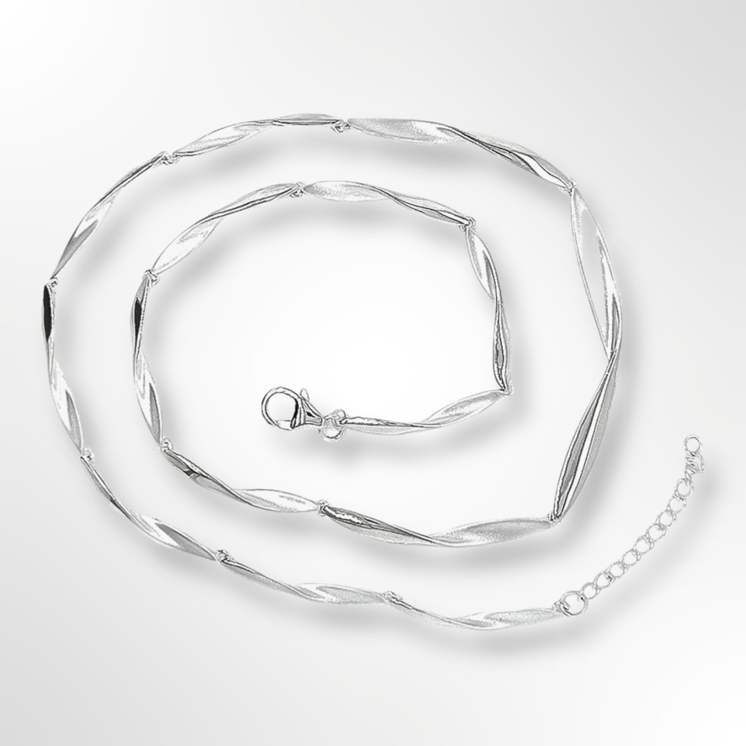 Sterling Silver Satin and Polished Graduated Twisted Link Bracelet