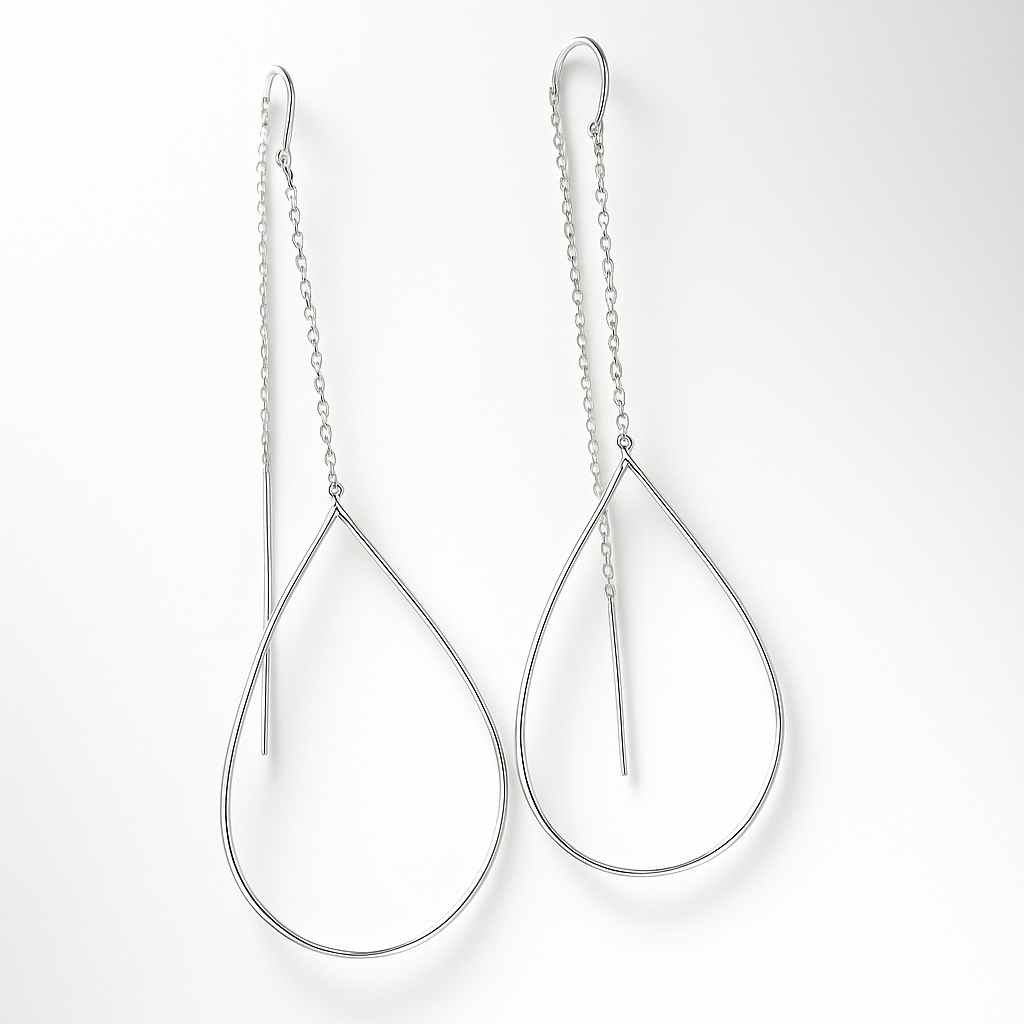 Silver Polished Bobbie Chain Threader Drop Earrings