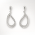 Pair of silver earrings with cubic zirconia accents on a white background