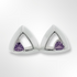Sterling Silver Amethyst Triangular Stud Earrings