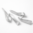 Silver abstract sculpture on a white background