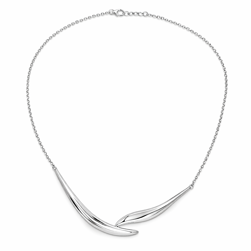 Silver Curve Necklace on a white background