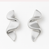 Silver Wave Stud Earrings on a white background