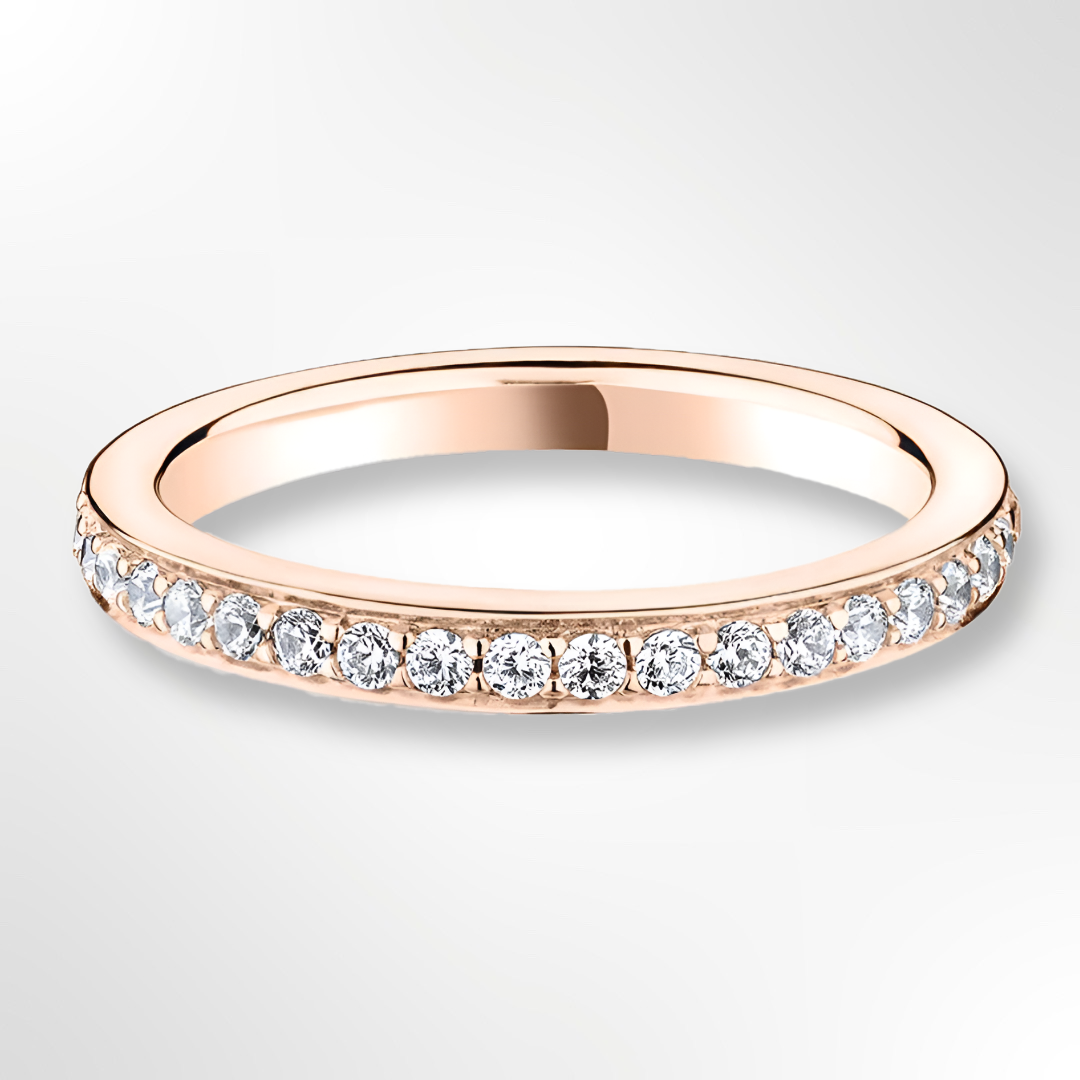 18ct Rose Gold Round Brilliant Cut Grain Set Diamond Wedding Ring 0.33ct