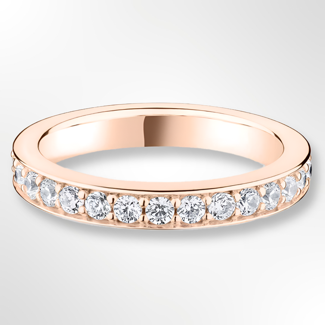 18ct Rose Gold Round Brilliant Cut Grain Set Diamond Wedding Ring 0.50ct