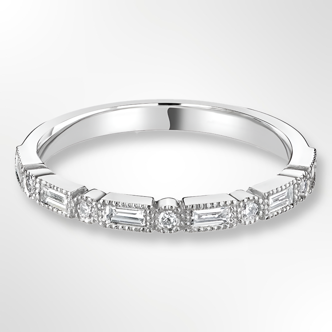 Platinum Vintage Inspired Diamond Wedding Ring