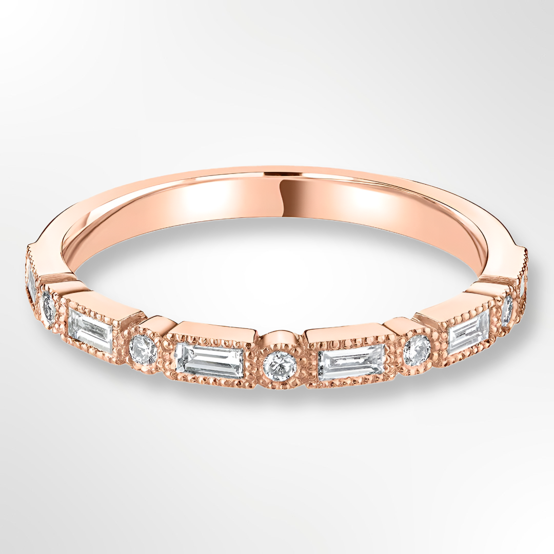 Rose Gold Vintage Inspired Diamond Wedding Ring