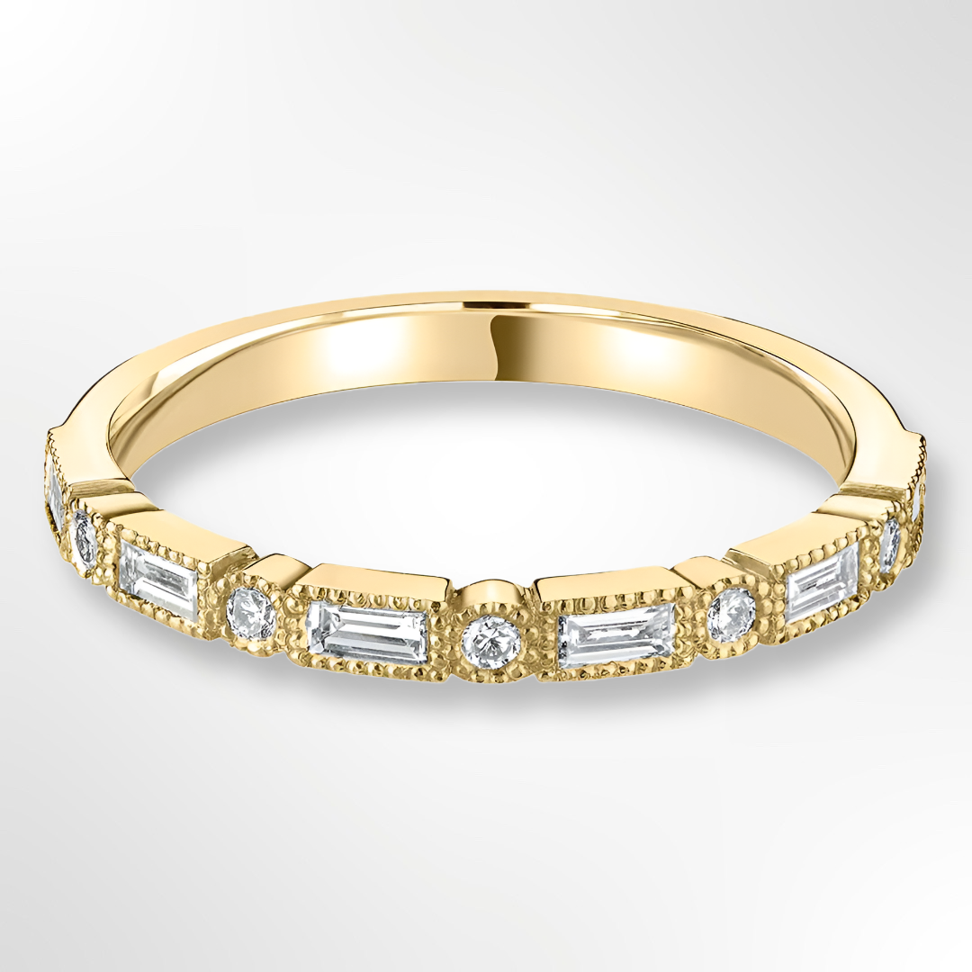 Yellow Gold Vintage Inspired Diamond Wedding Ring