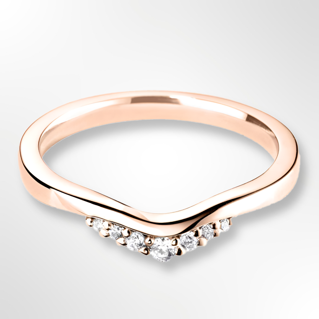 Rose Gold Curve Shaped Diamond Wedding Ring