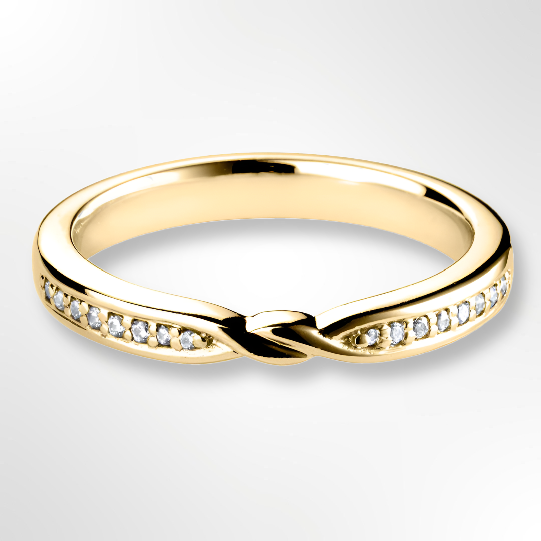 Yellow Gold Diamond Wedding Ring with a Twist Knot