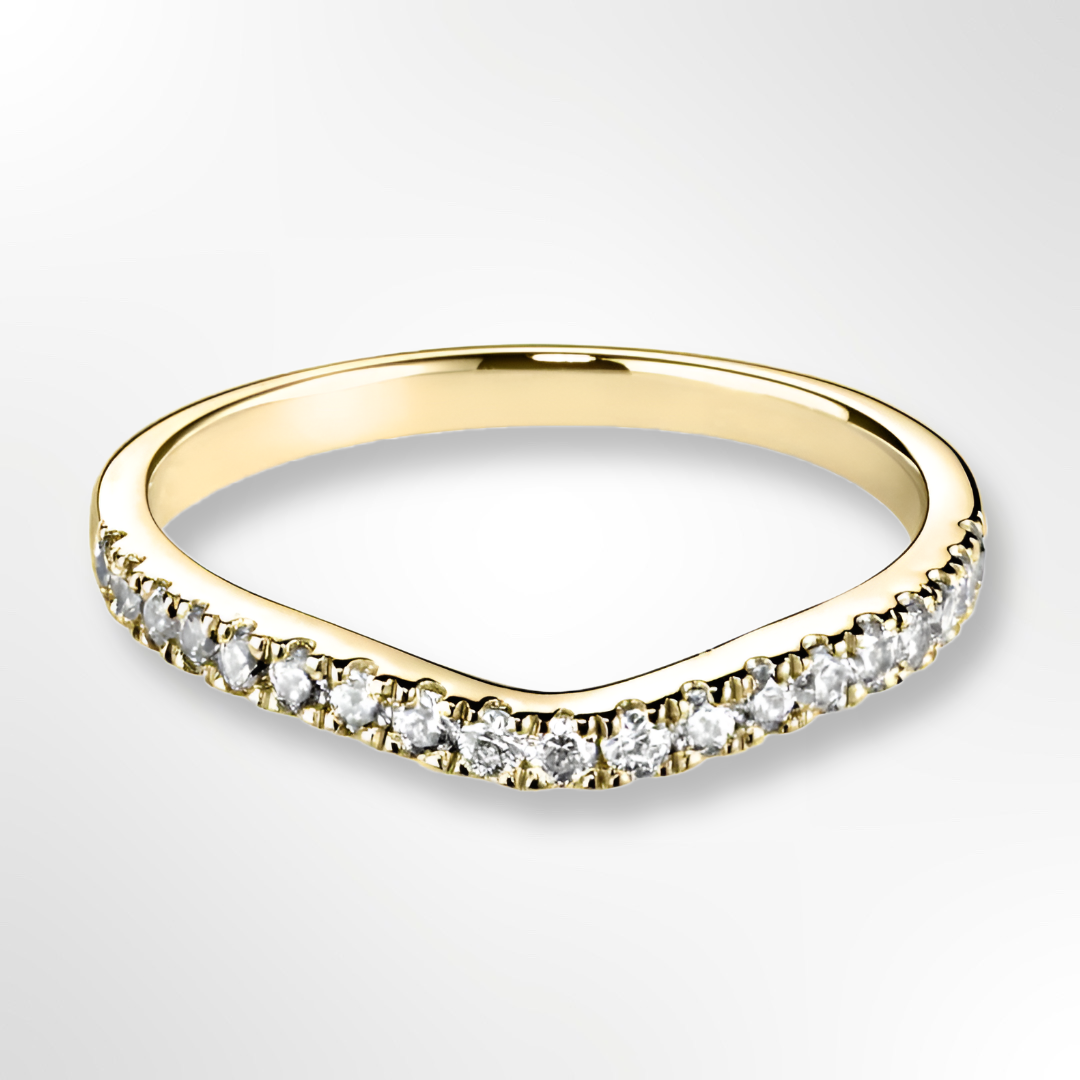 Yellow Gold Curve Shaped Diamond Wedding Ring