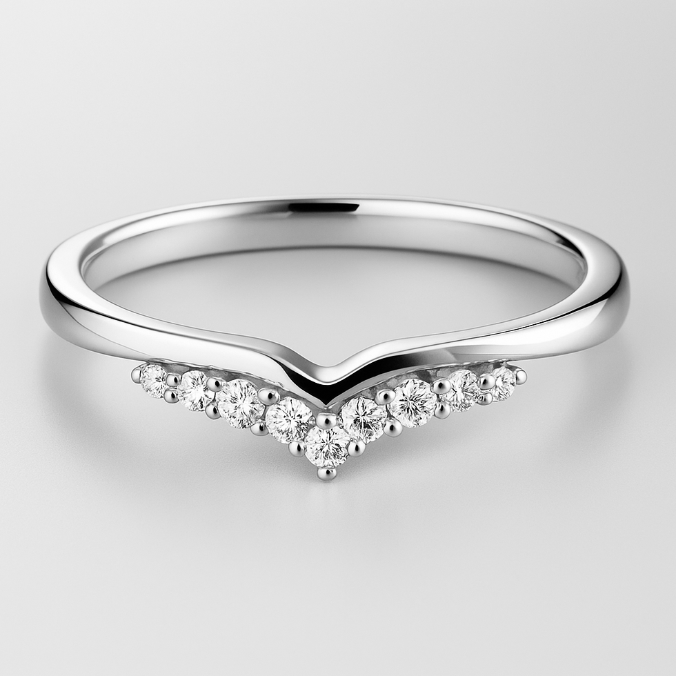 White Gold Shaped Diamond Wedding Ring on a grey background