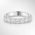 White gold wedding ring with diamonds on a white background