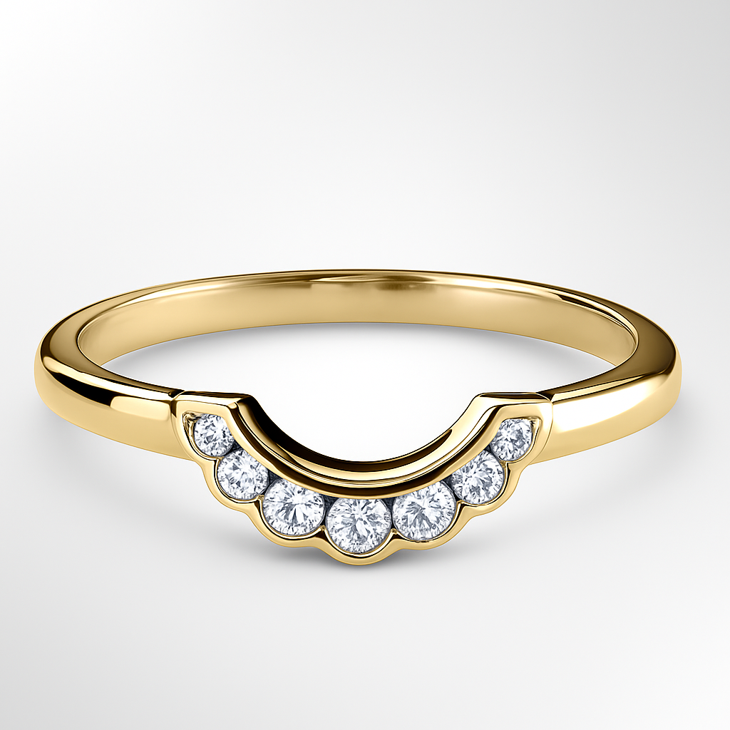 Yellow Gold U Shaped Wedding Ring on a White Background