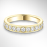 Gold wedding ring with diamonds on a white background