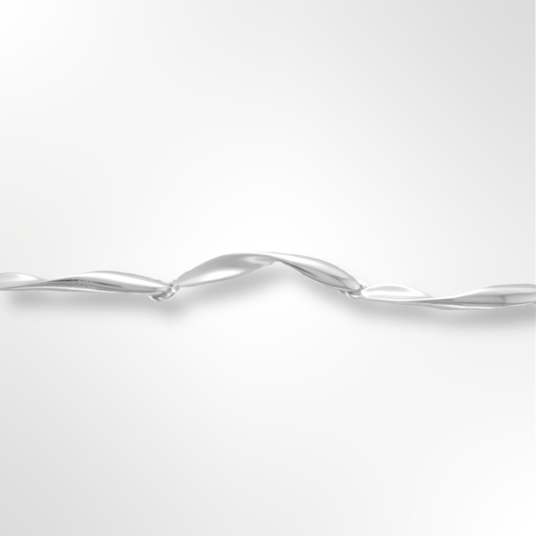 Sterling Silver Satin and Polished Twisted Link  Bracelet